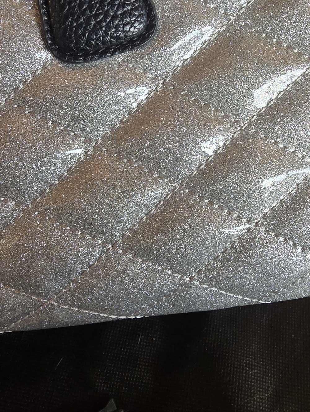 New! Silver Glitter Lux De Ville, Black Faux Leather, Retro, Vintage Inspried - Picture 4 of 12